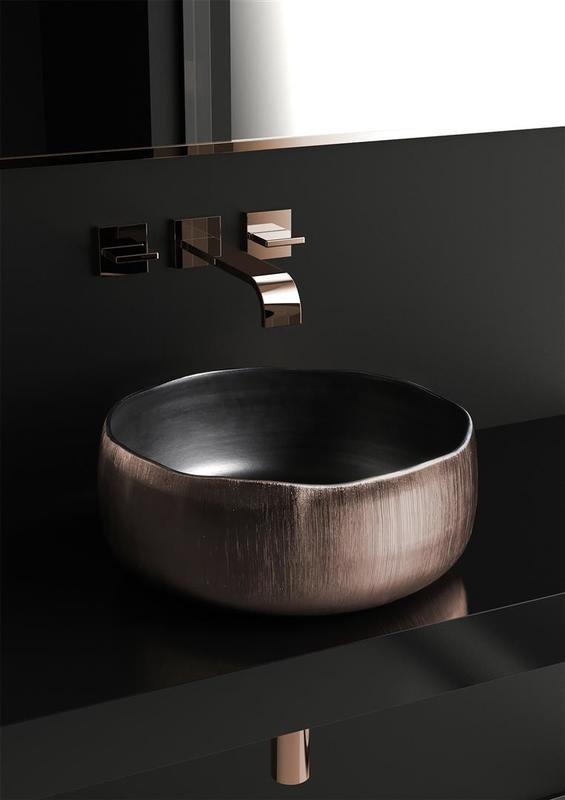 bathroom wash basin bronze round counter top GLass Design Mode Lux