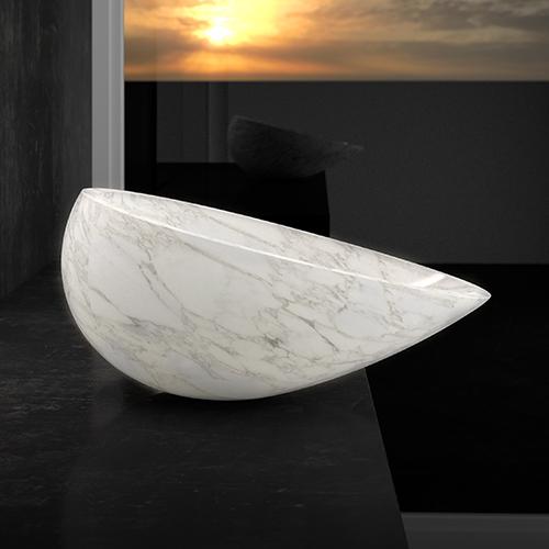 Glass Design Air Calacatta Modern Italian Oval Countertop Basin 50,5x33,8 cm