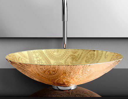 counter wash basin round rose gold luxury Glass Design Arabesque Lux