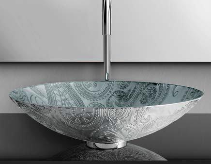 bathroom wash basin round silver countertop luxury Glass Design Arabesque Lux