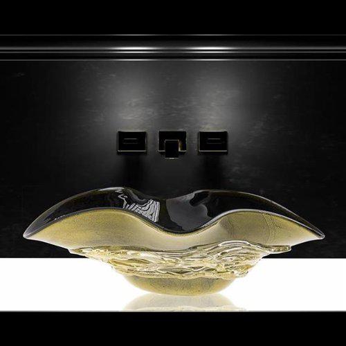 table top wash basin black gold oval luxury GLass Design Arte Due