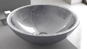 table top wash basin round italian silver Ø43 Glass Design Circus Silver Leaf