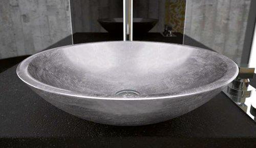 bathroom sink countertop round modern italian Ø50 Glass Design Circus Silver Leaf
