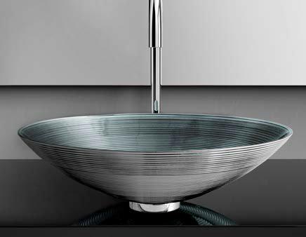 counter wash basin modern round silver Glass Design City Lux