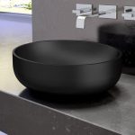 Italian table top wash basin round black matt Collina Metropole Black Glass Design