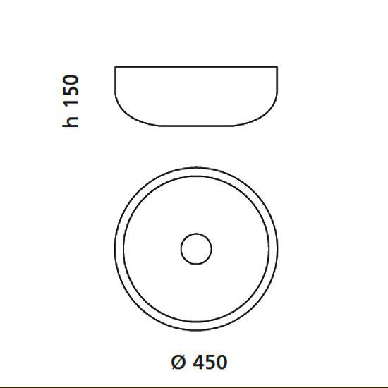 Countertop Washbasin Collina Dimensions