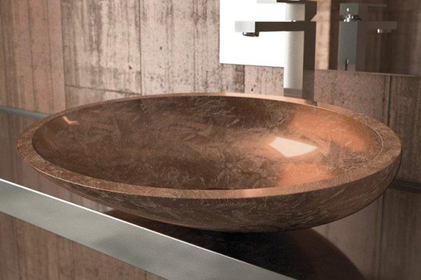 counter top wash basin oval copper modern 65x40 Glass Design Kool XL