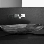 hand wash sink black silver rectangular modern Glass Design Nek