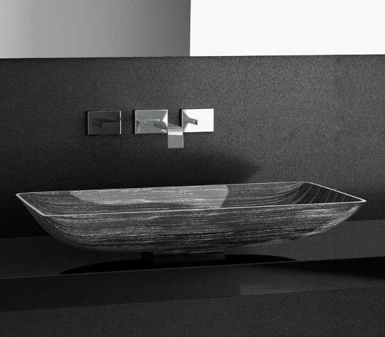 table top wash basin rectangular modern black silver Glass Design Nek