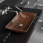 wash basin designs in hall rectangular brown black 62×32 Glass Design Nek
