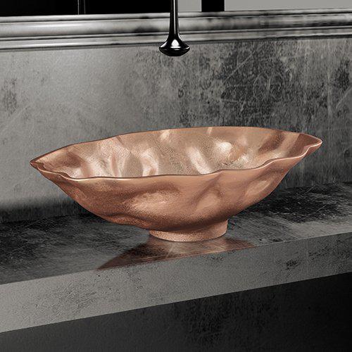 Luxury Oval Copper Counter Top Basin 51,3x33 cm Glass Design Norite