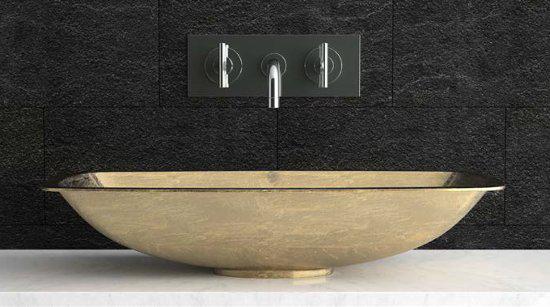 bathroom sink countertop rectangular gold leaf 64x37 Glass Design Open