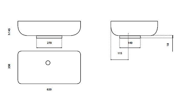 Play Black mat rectangular counter top wash basin Dimensions