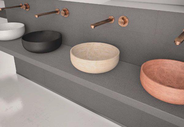 Stone effect wash basin sink corian round Ø45 Glass Design Rapolano