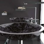 Countertop wash basin Round Black Silver