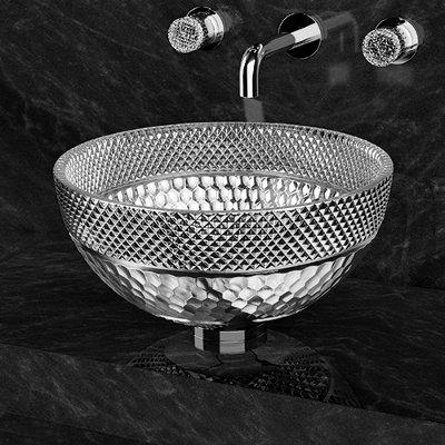 bathroom sink countertop round silver luxury Glass Design Ramada Lux