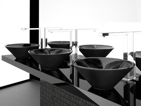 Black Round Countertop Wash Basin Glass Design Tekno Materic