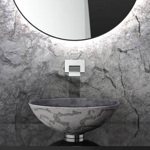 table top wash basin round modern grey italian Glass Design Luna