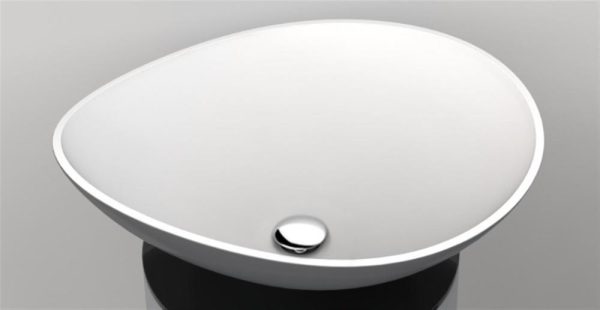bathroom sink countertop oval silver white GLass Design Infinity Over
