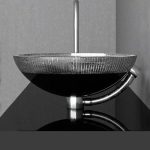 bathroom wash basin round italian luxury black silver leaf Glass Design Filigrana 44