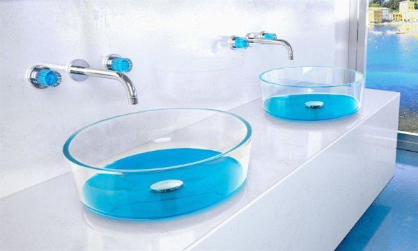 bathroom wash basin round marine Glass Design Drop Katino