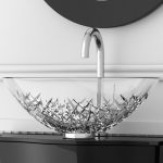 Crystal bathroom sink countertop luxury 43×29 Ice Oval Small Glass Design