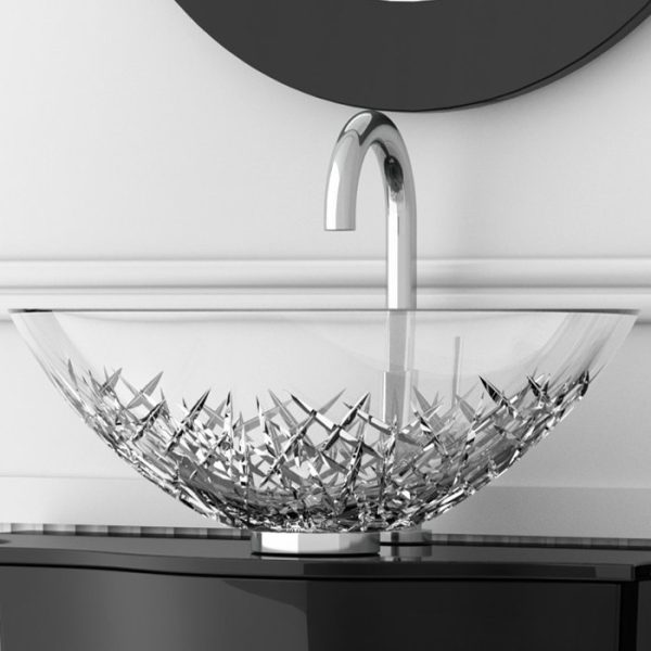 Luxury Italian Counter Top Sink Basin 43,5x29 Ice Oval Small Glass Design