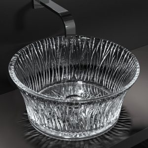 Luxury Italian Round Counter Top Wash Basin Ø43 Vole Sole Glass Design
