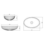 Crystal oval counter top wash basin Premium dimensions