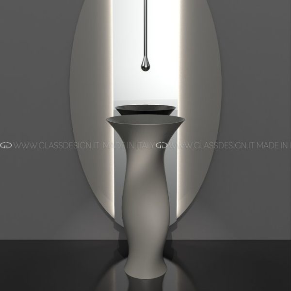 Discount designer pedestal sink grey Dame Tortora Mat Glass Design