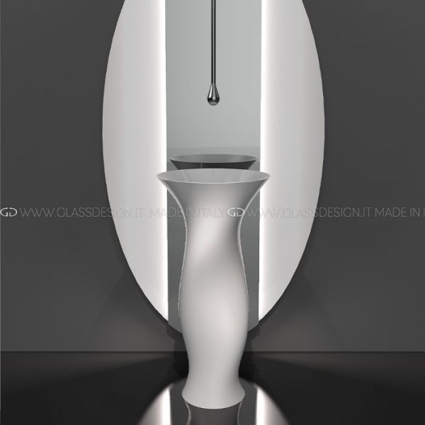 Floor-standing wash basin round modern Dame White mat Glass Design