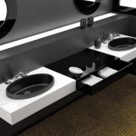 semi recessed bathroom sink oval black luxury GLass Design Ellisse Large FL