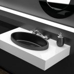 Italian Modern Semi Recessed Wash Basin 51×34 Glass Design Ellisse Large FL Black Matt