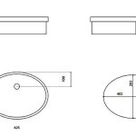 ELLISSE Small oval semi recessed wash basin by Italian Glass Design dimensions 425 * 315