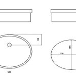 ELLISSE XL oval semi recessed wash basin by Italian Glass Design dimensions 545 * 407