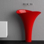 Artistic Modern Pedestal Sink Red 70×46 Glass Design FLOwer Evolution Ferrari Rosso