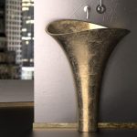 freestanding basin gold abstract luxury italian 70×46 Glass Design FLOwer Evo