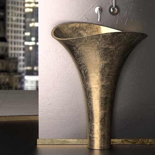 freestanding bathroom sink gold luxury handmade 70x46 Glass Design FLOwer Evo