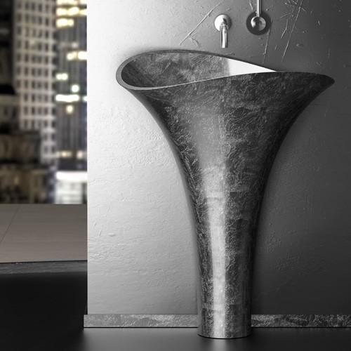 Artistic Modern Pedestal Sink Silver Leaf 70x46 Glass Design FLOwer Evo