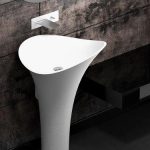 modern pedestal sink abstract white matt italian 70×46 Glass Design FLOwer Evo