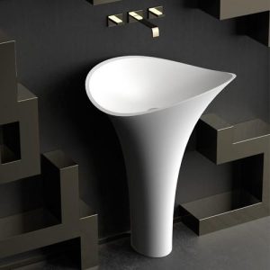 Artistic Modern Pedestal Sink White Matt 70x46 Glass Design FLOwer Evo