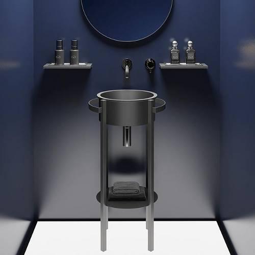 Floor standing with washbasin italian luxury Tondo Plus Black-Black