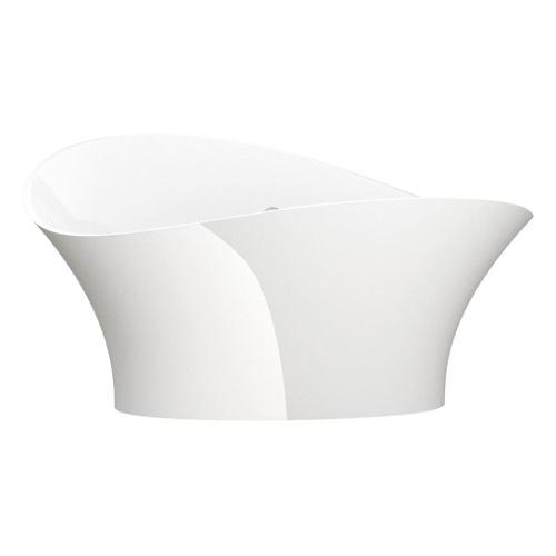 Flower Style White Glossy Glass Design Luxury Oval Free Standing Bath Tub 175x83 cm