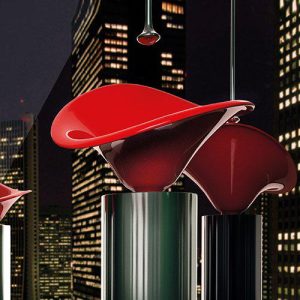 Ιταλικός Μοντέρνος Νιπτήρας Μπάνιου Επικαθήμενος Κόκκινος 46χ30 FLOwer Glass Design
