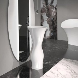 Freestanding Bathroom Sinks Hand-Made Italian Dame White Glossy Glass Design