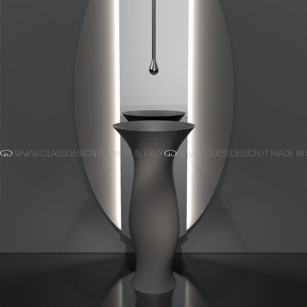 Handmade free standing bathroom sink Dame Fume Mat Glass Design