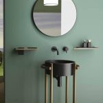 Floor Standing Gold Vanity Unit with Black Mat Wash Basin Tondo Plus Glass Design