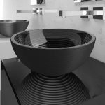 table top wash basin round black luxury Ø34 GLass Design Rose