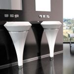 Italian Modern White pedestal wash basin Ø48,5 Glass Design Isola