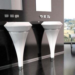freestanding bathroom sink with led light modern Glass Design Isola